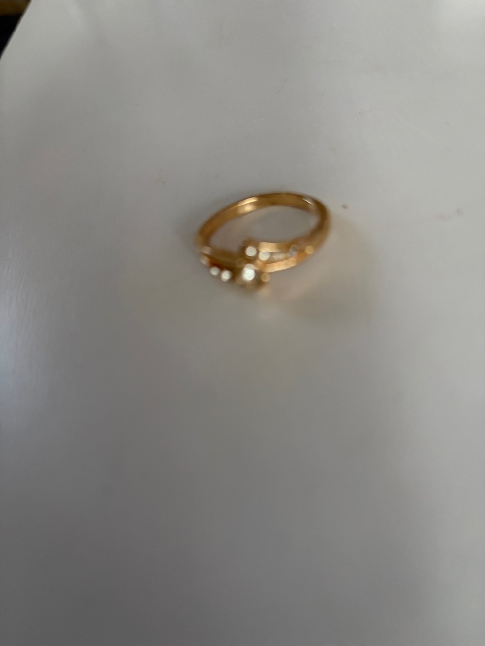 Gold-tone Women's Ring with Small Accent Stones